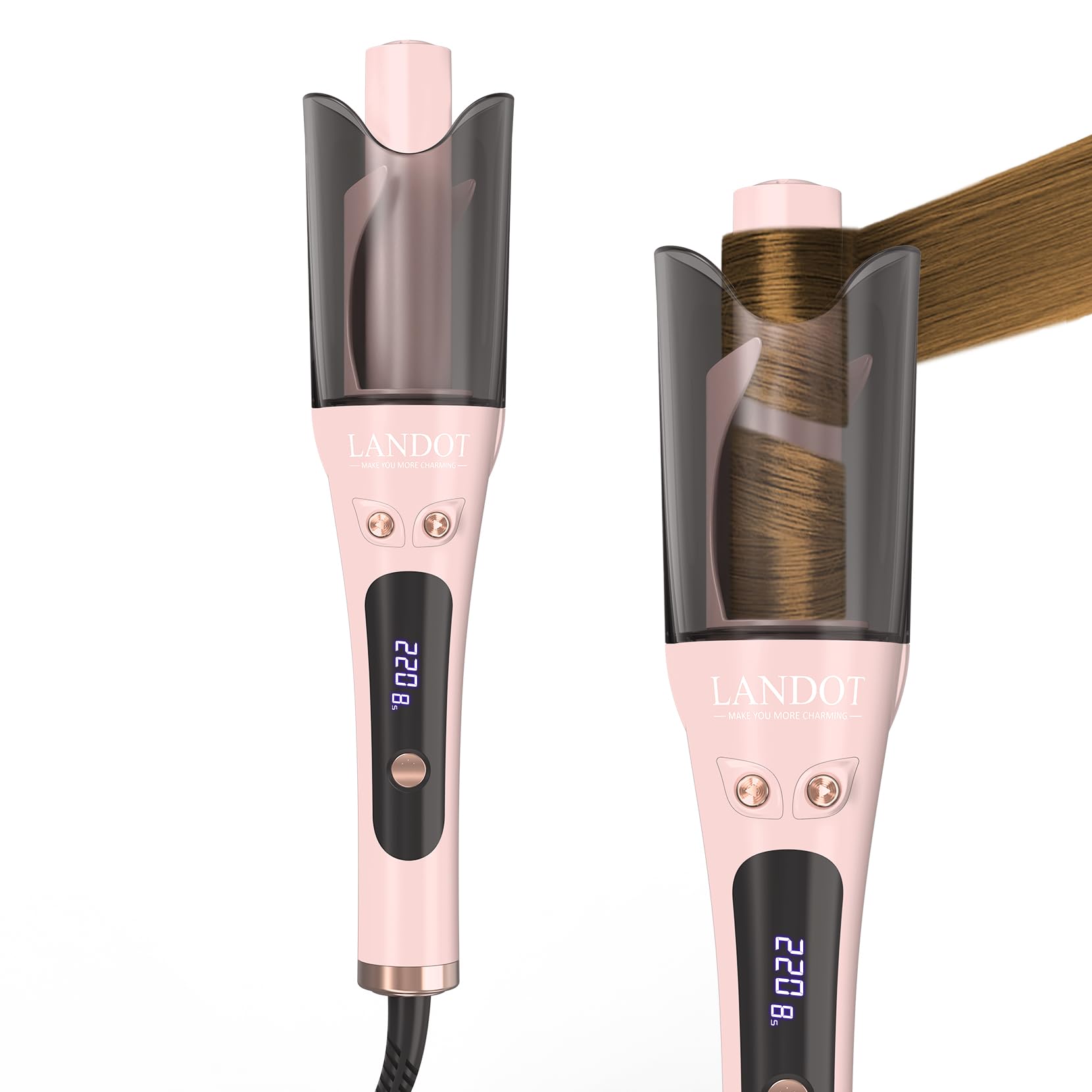 LANDOT Automatic Rotating Curling Iron 25mm | 8 Temp Settings & Anti-Scald