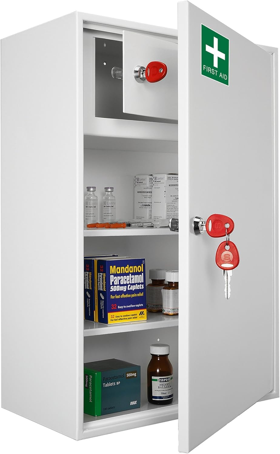 Wall-Mounted Medical Cabinet – Lockable Steel Medicine Safe
