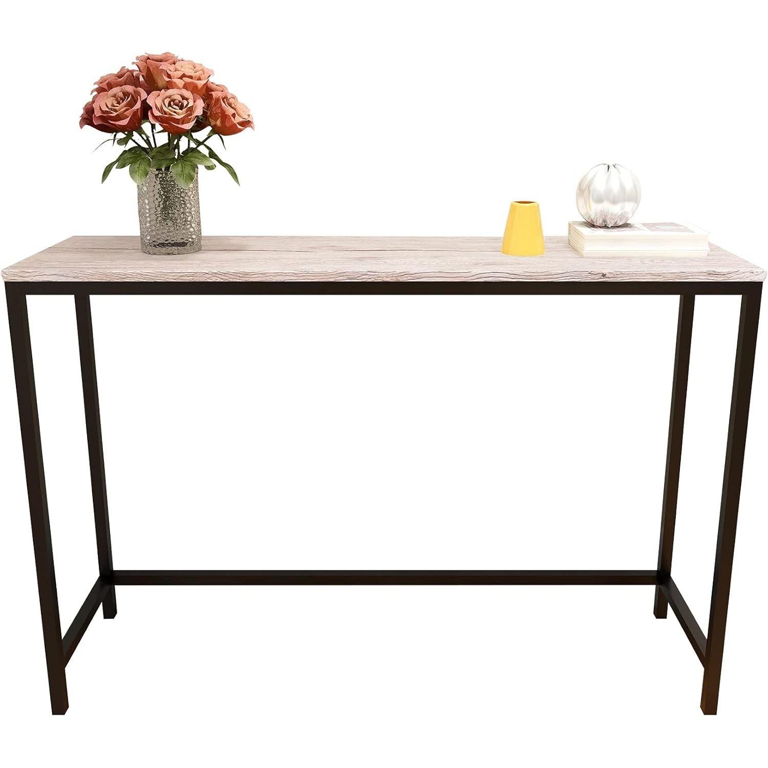 QUCENAK Console Table – Slim Metal & MDF Sofa Table for Hallway