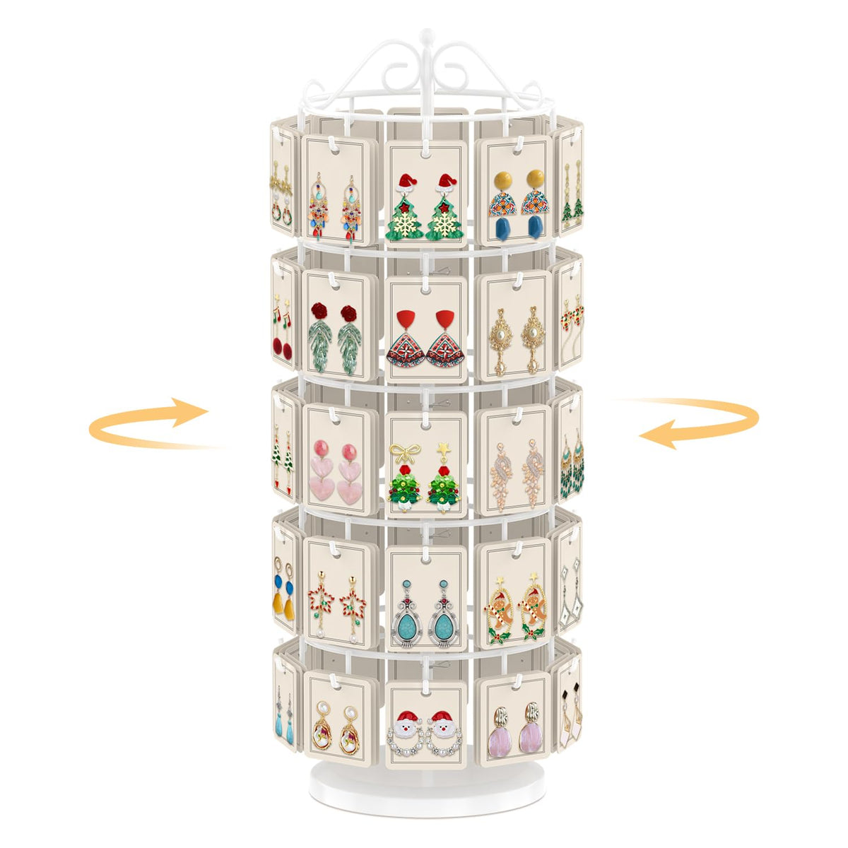 EsLuker.ly Earring Holder Organizer Rotating Display Tree Stand, White - image 1