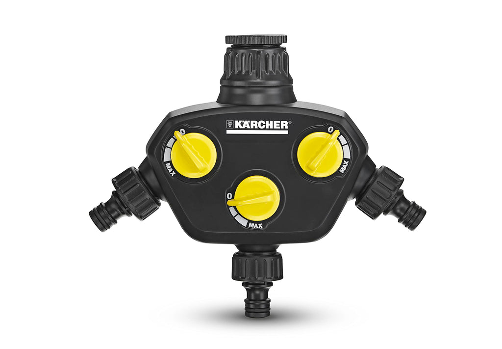 Kärcher 3-Way Tap Adapter – 3-Wege-Verteiler für Gartenschläuche, Schwarz