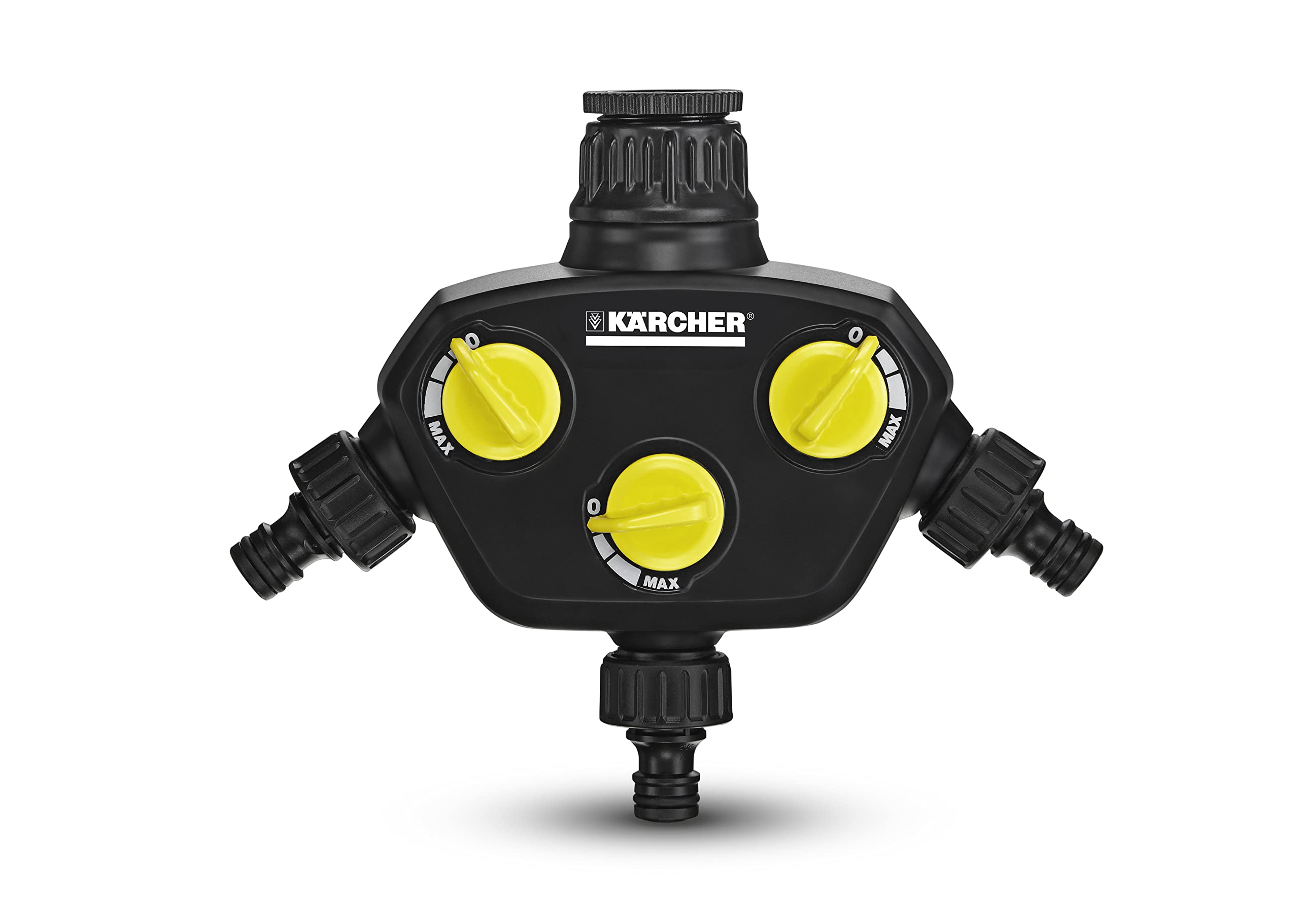 Kärcher 3-Way Tap Adapter – 3-Wege-Verteiler für Gartenschläuche, Schwarz