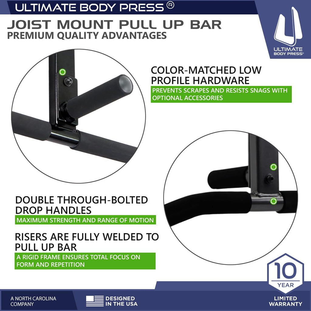 Ultimate Body Press Joist Mount Pull Up Bar – 4 Grip Positions