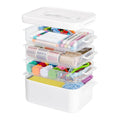 Creahaus 4 Layers Multipurpose Storage Box Organiser with Removable Trays, Stackable Art Craft Storage Box Case with Handle
