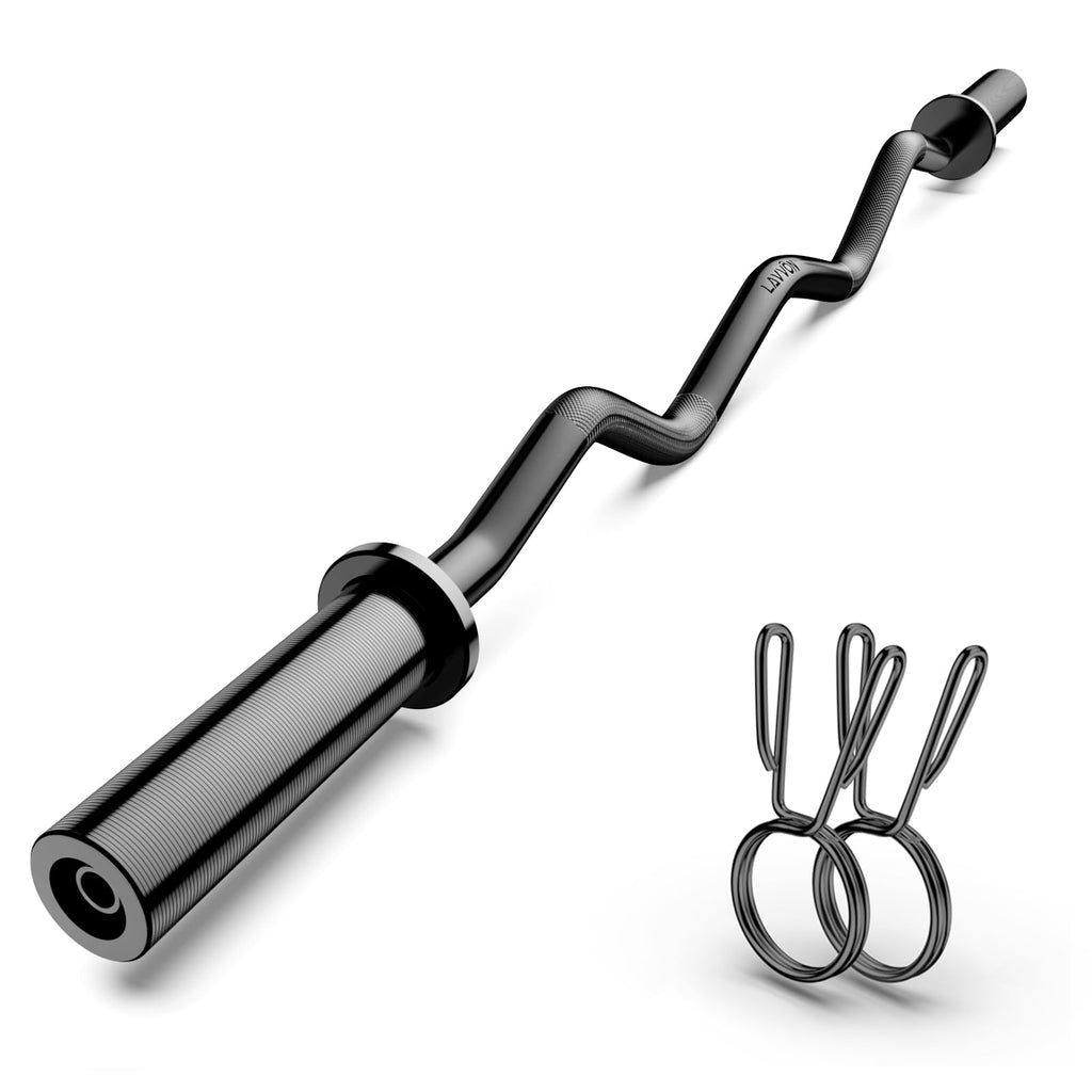 47" Olympic EZ Curl Bar | 500lb Capacity Chrome Steel Barbell