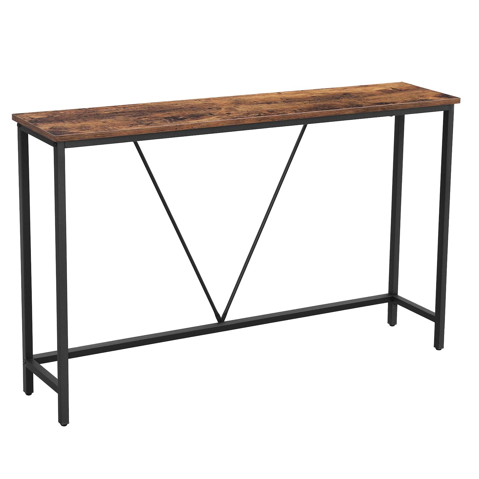 VASAGLE Slim Console Table – Industrial Hallway Sofa Table, Rustic Brown