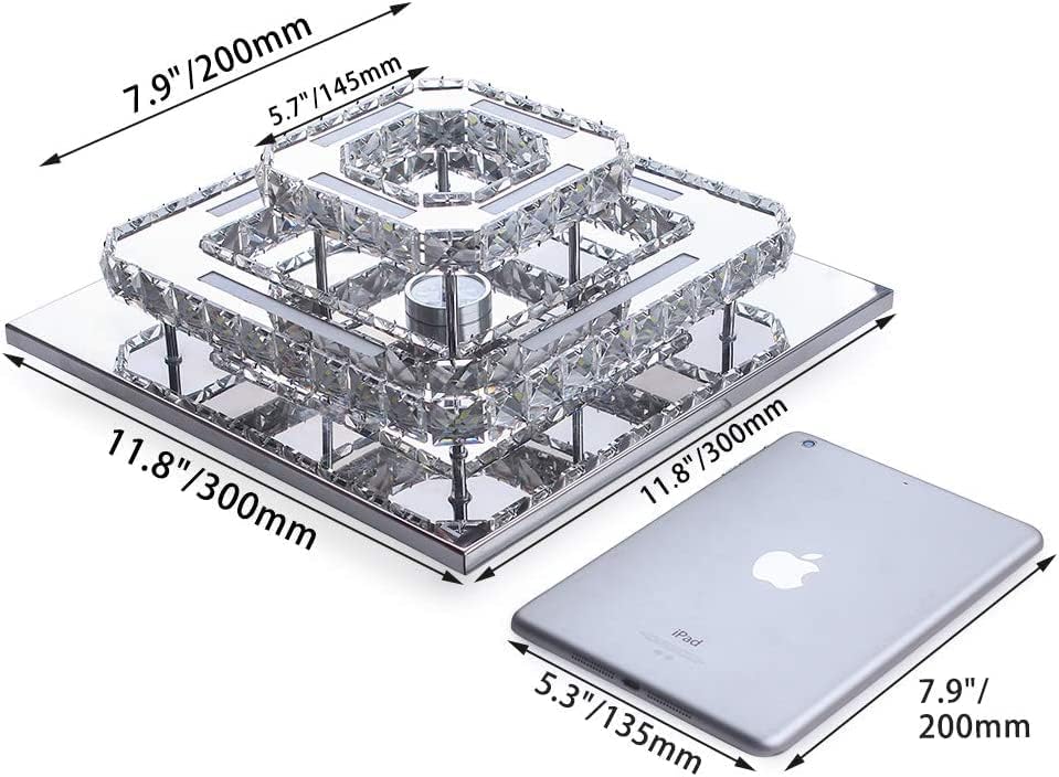 Modern 2-Square Crystal LED Ceiling Light – Cool White Flush Mount