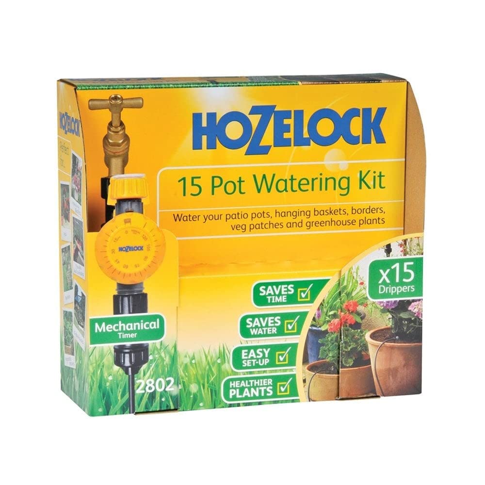 Hozelock Drip Watering Kit for 15 Pots – Automatic Timer System
