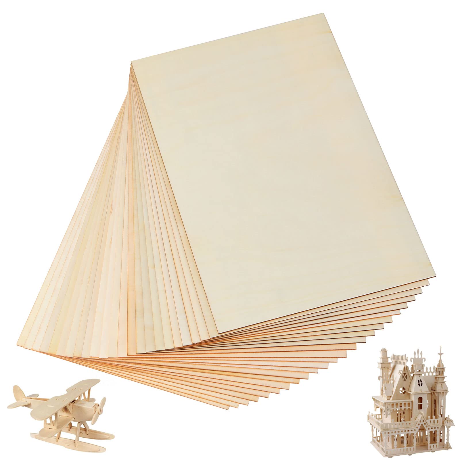 YOUNTHYE 24PCS Unfinished Plywood Sheets | 300x200x2mm Balsa Wood