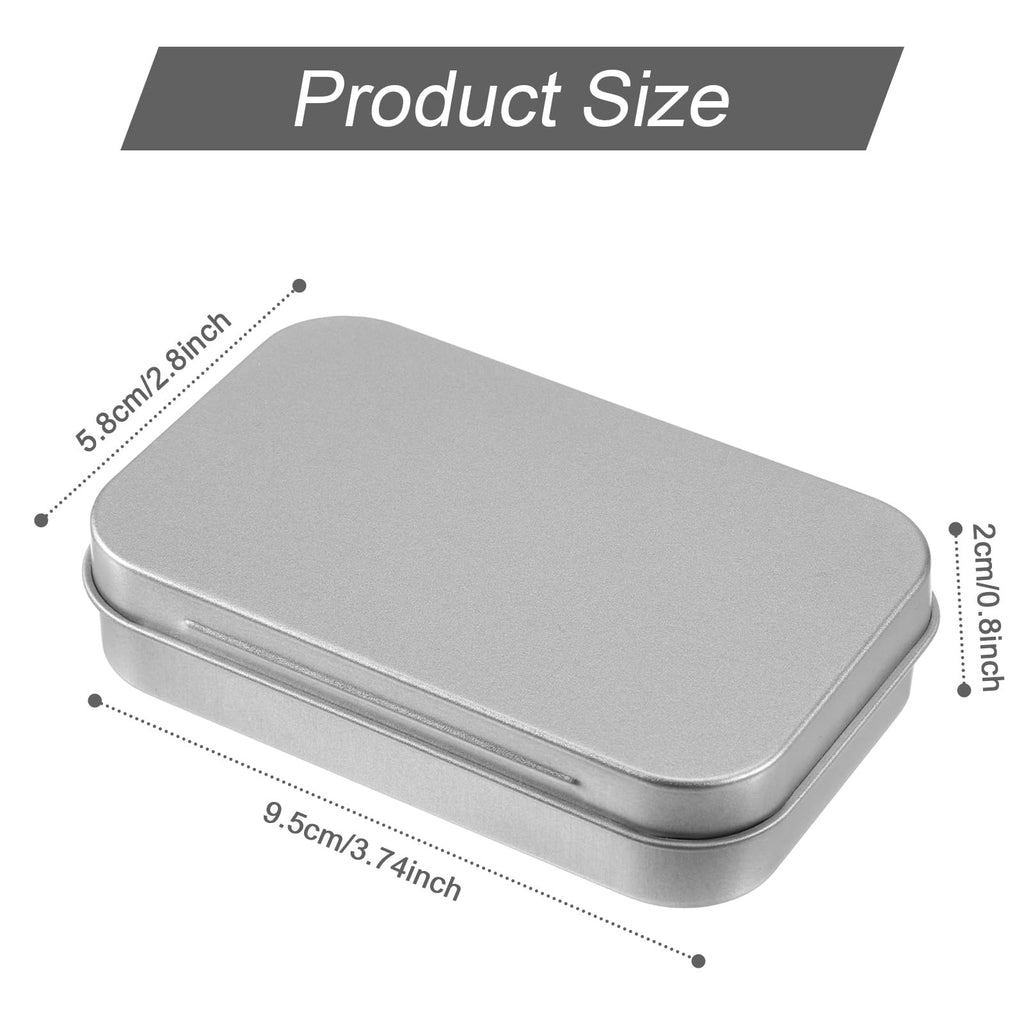 Aphumedc Silver Metal Rectangular Empty Hinged Tins Tin Containers, 3.7 x 2.3 x 0.8 Inch Small Storage Container - image 2