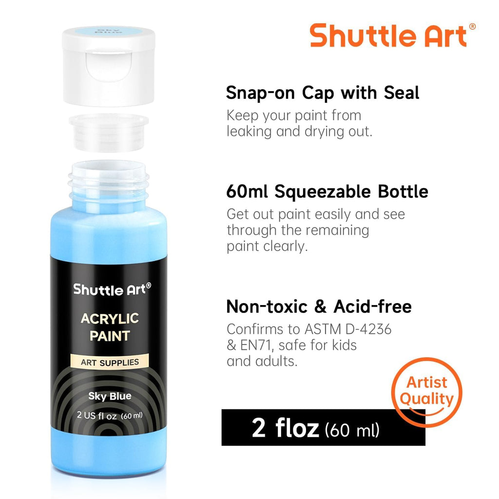 Shuttle Art 80 Pack Acrylic Paint Set - 78 Colors with 12 Brushes