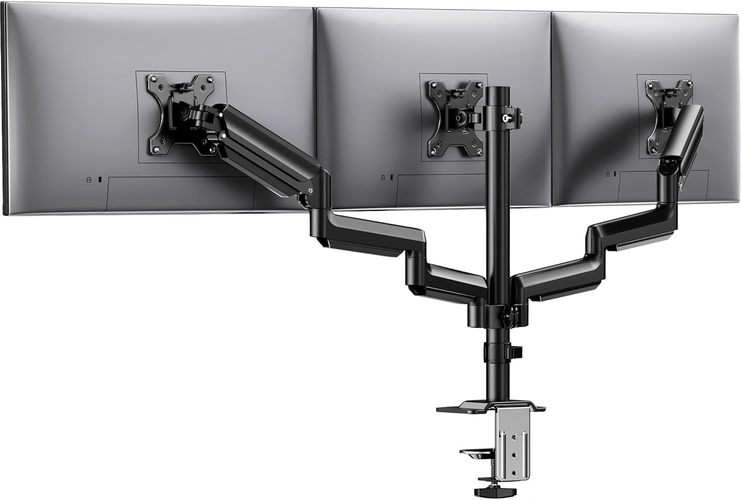 HUANUO Triple Monitor Mount for 13-27 inch Screens | VESA Desk Stand