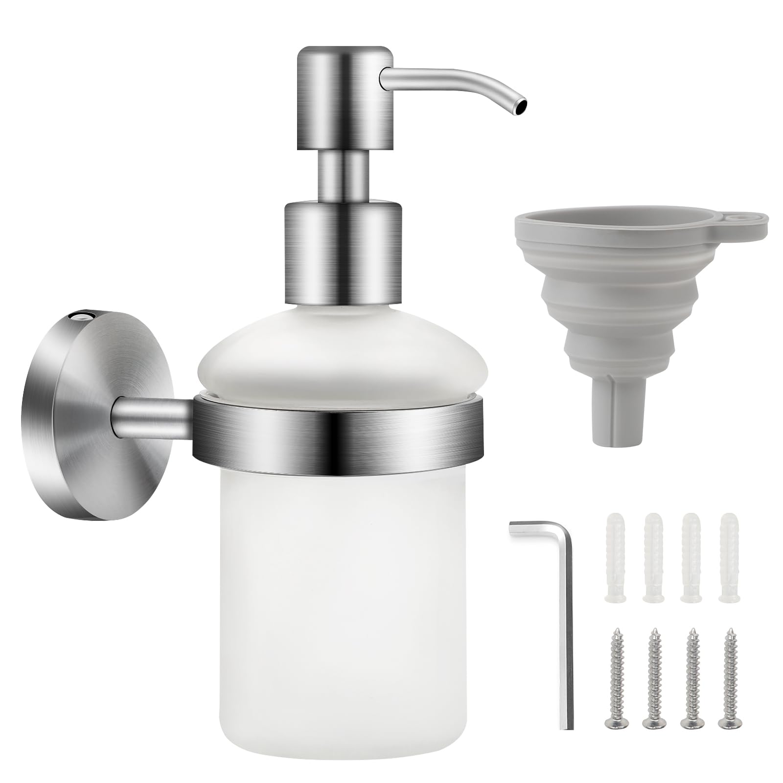 EXLECO Wall Mounted Soap Dispenser | 304 Stainless Steel & Glass – 200ml