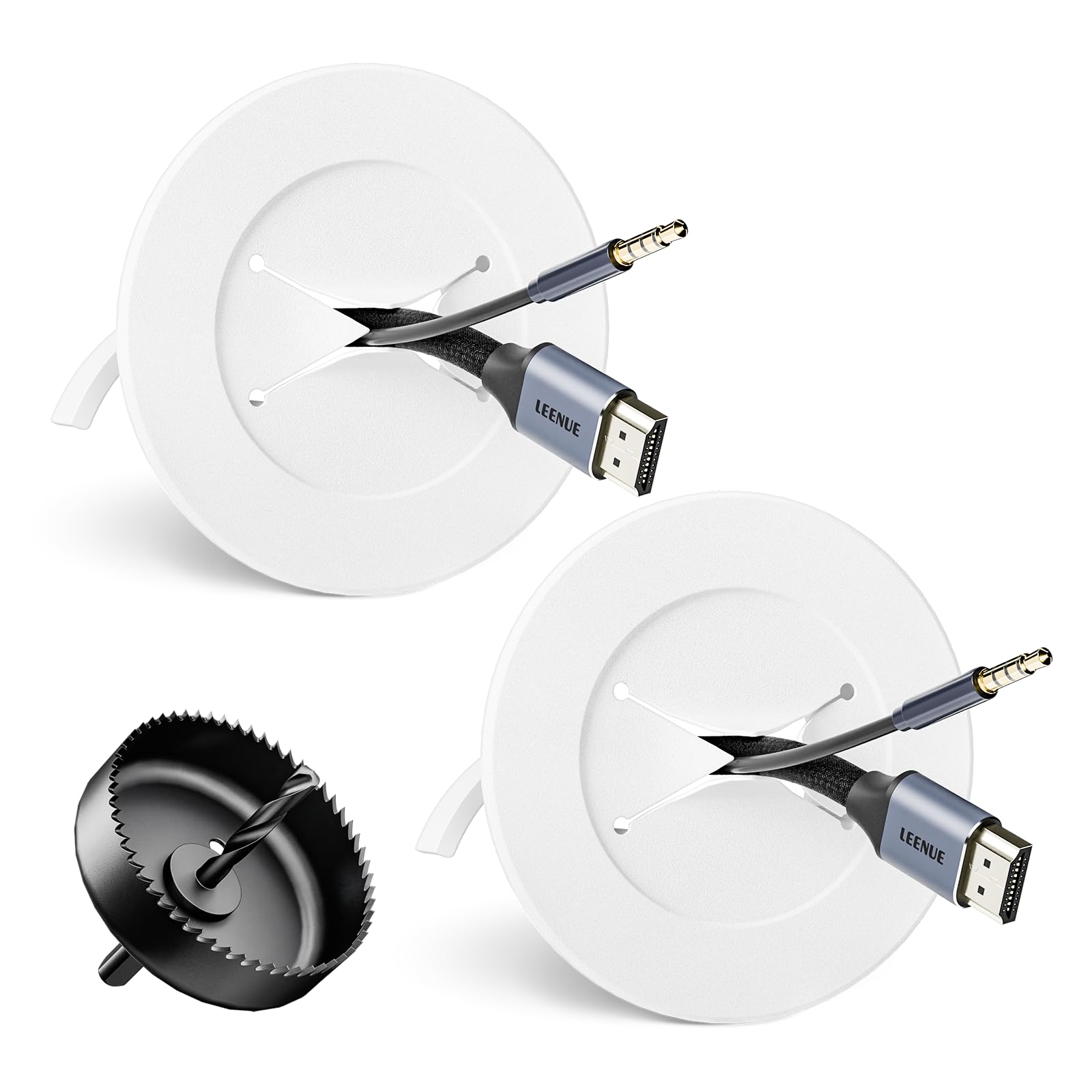LEENUE In-Wall TV Cable Management Kit - White Cord Hider (2 Pack)