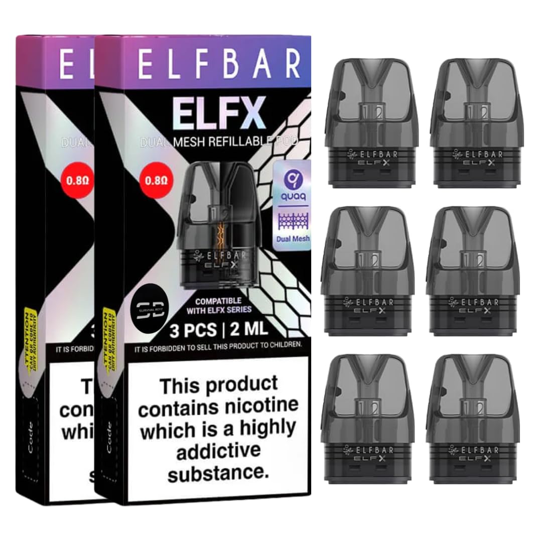 Elfx Replacement Pods 0.8 Ohm | Nicotine Free - 6 Pack