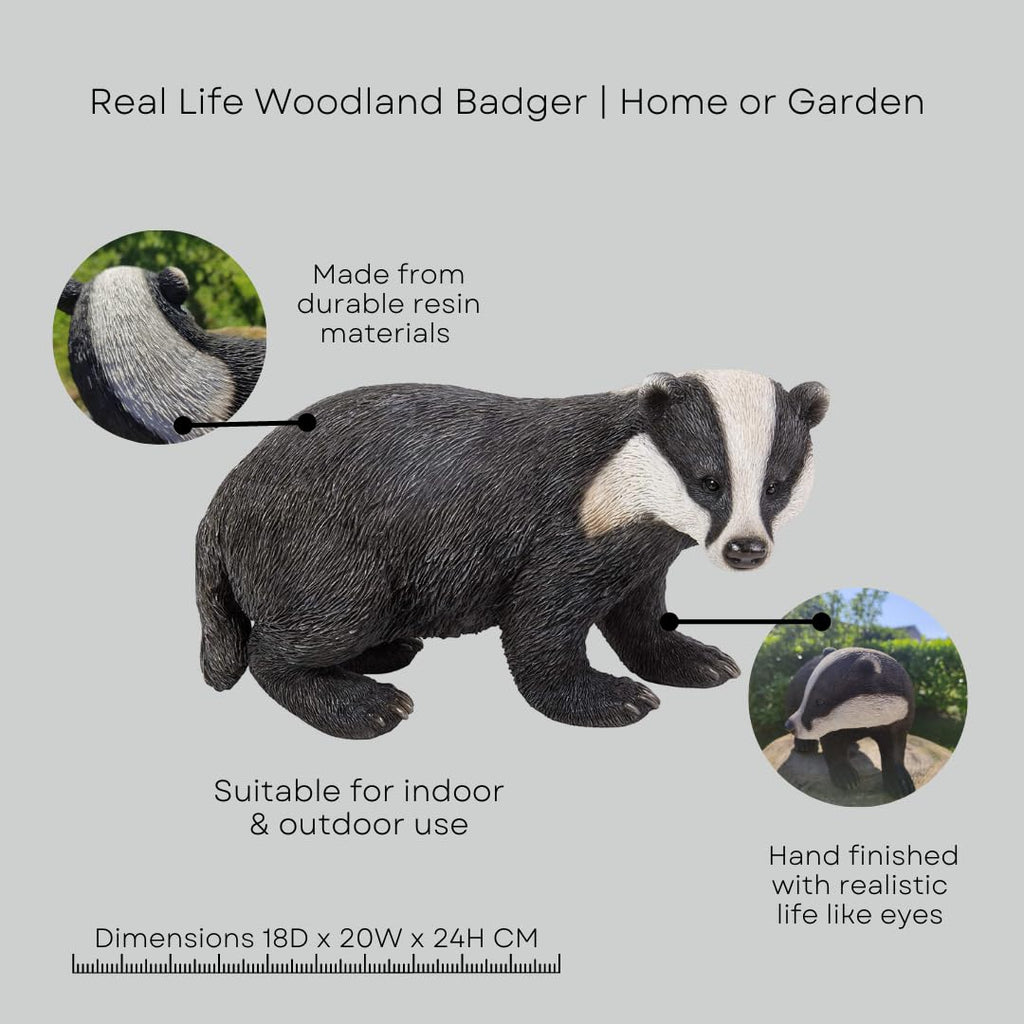 Jolof Store Lifelike Badger Garden Ornament – Hand Painted Resin Statue