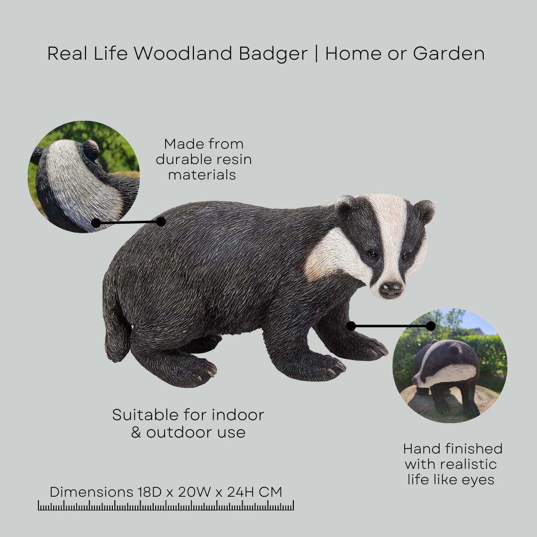 Jolof Store Lifelike Badger Garden Ornament – Hand Painted Resin Statue