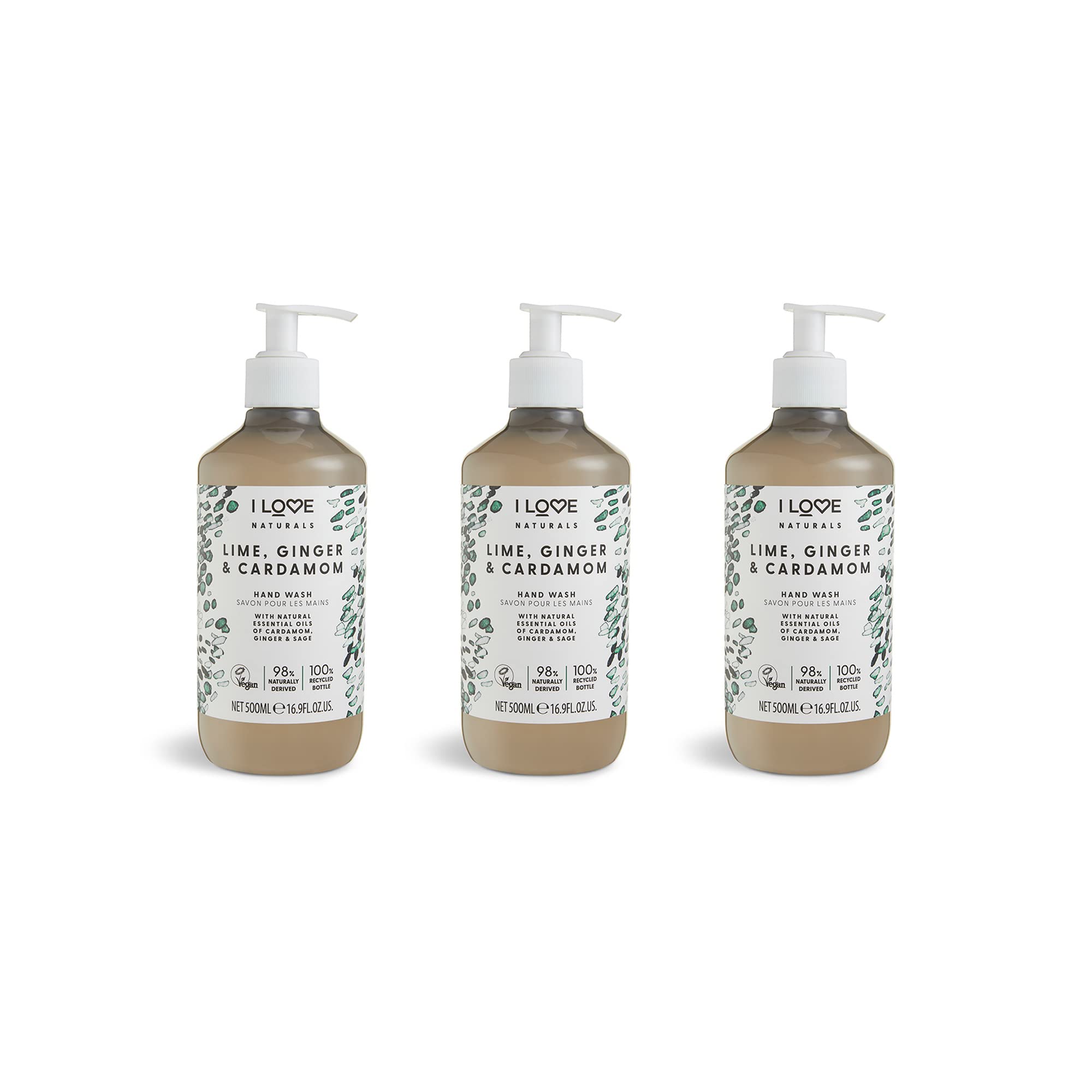 I Love Naturals Lime, Ginger & Cardamom Hand Wash - 3 x 500ml