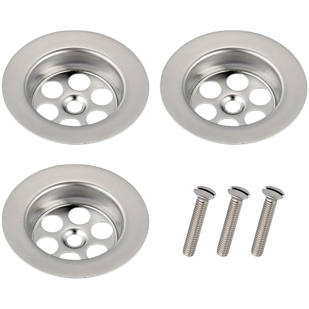 Bathtub Drain Cover - TRACOMPAN 3 Pack Stainless Steel Silver Bath Overflow Plug Replacement with Screws, Durable Drain Cover for Bathtubs - image 4