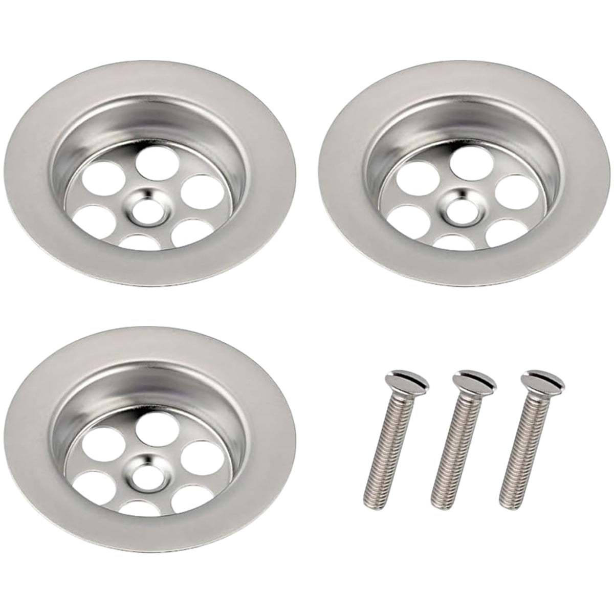 Bathtub Drain Cover - TRACOMPAN 3 Pack Stainless Steel Silver Bath Overflow Plug Replacement with Screws, Durable Drain Cover for Bathtubs - image 4