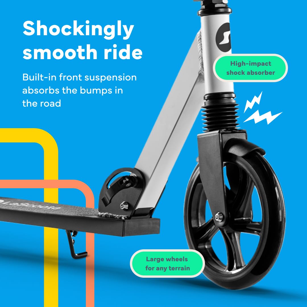 LaScoota Foldable Kick Scooter | 200mm Wheels & Shock Absorption - Aqua