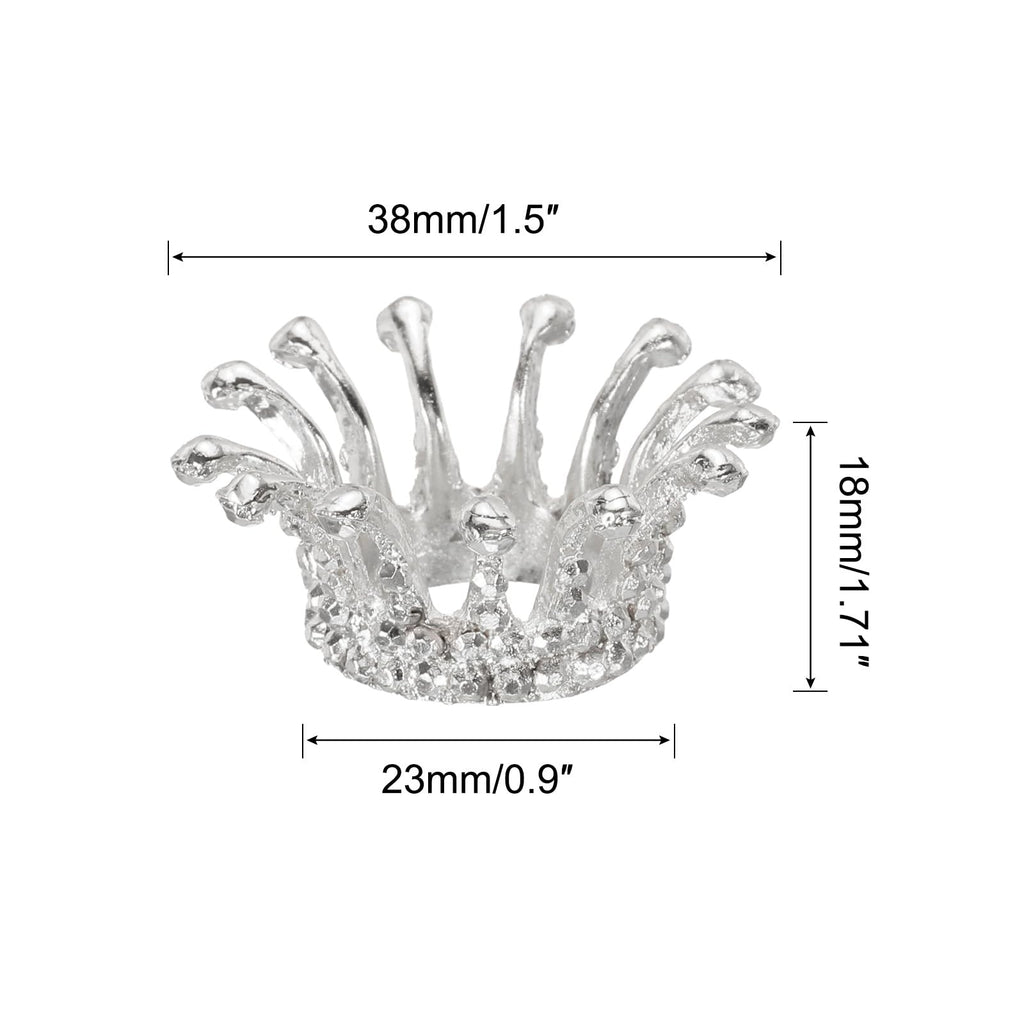 sourcing map Crystal Ball Display Holder Crown Shaped Egg Stand Alloy Glass Ball Stand Display 1.5 Inch Silver Tone for Crystal Ball Display - image 2