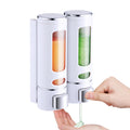 Qudubuy Wall-Mounted Soap Dispenser | 2-Chamber White ABS Shower Pump