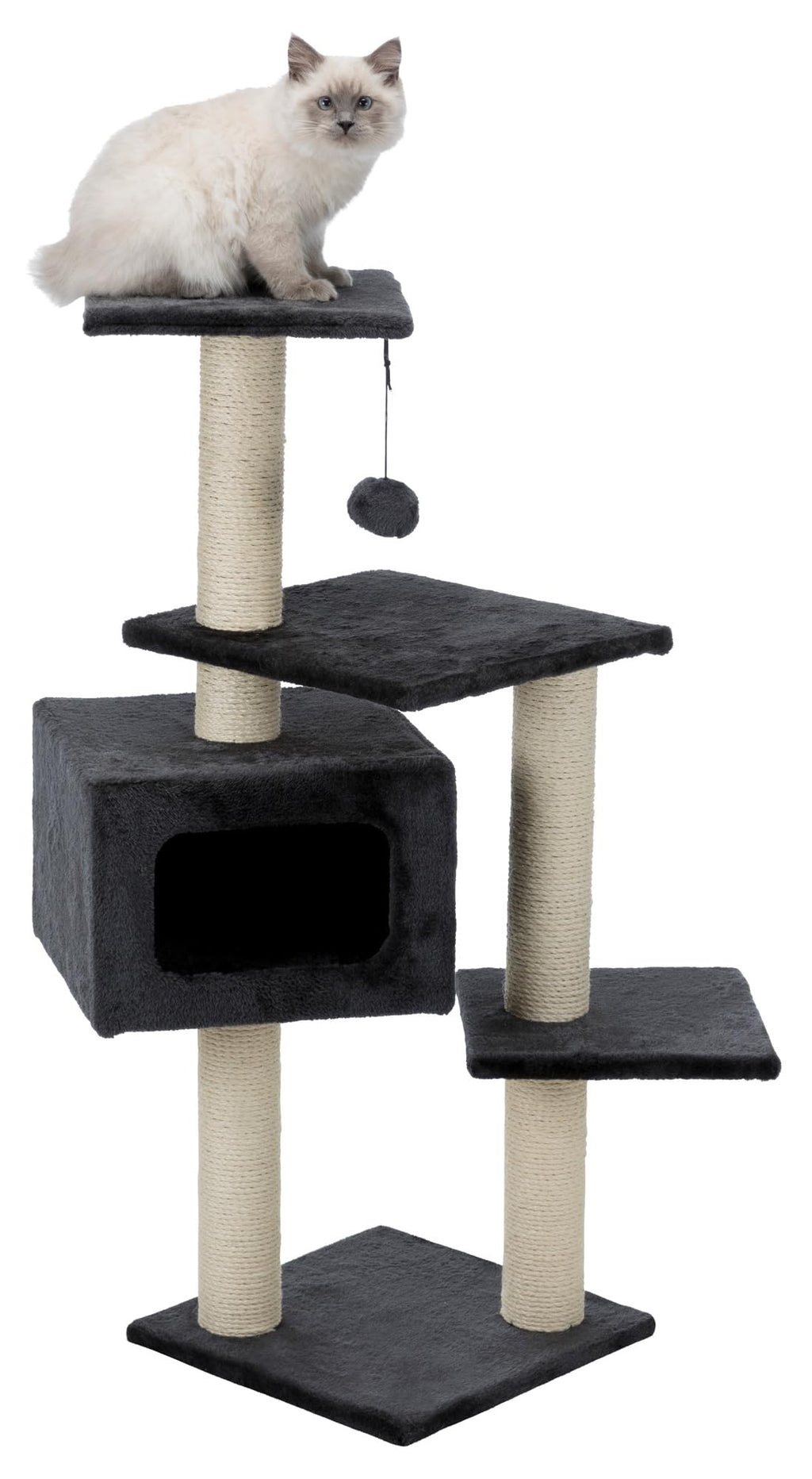 Trixie Palamos Cat Scratching Post with Cave – Charcoal Grey, 109 cm