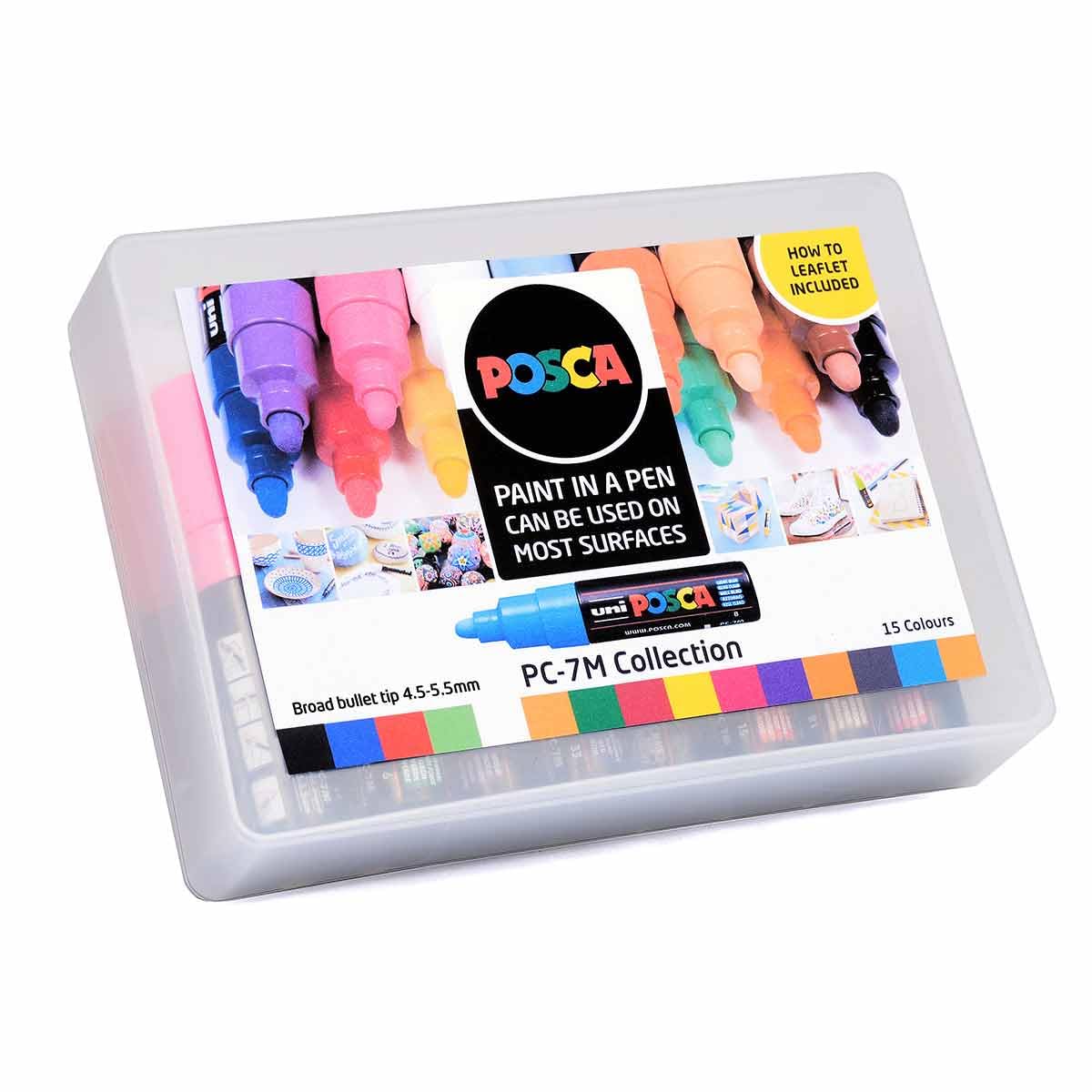 Posca PC-7M Paint Markers | Broad Bullet Tip | Multi-Surface | Set of 15