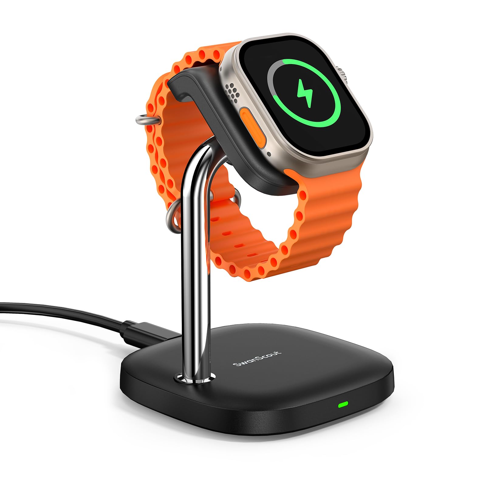 SwanScout Magnetic Apple Watch Fast Charging Stand - Adjustable Black Dock