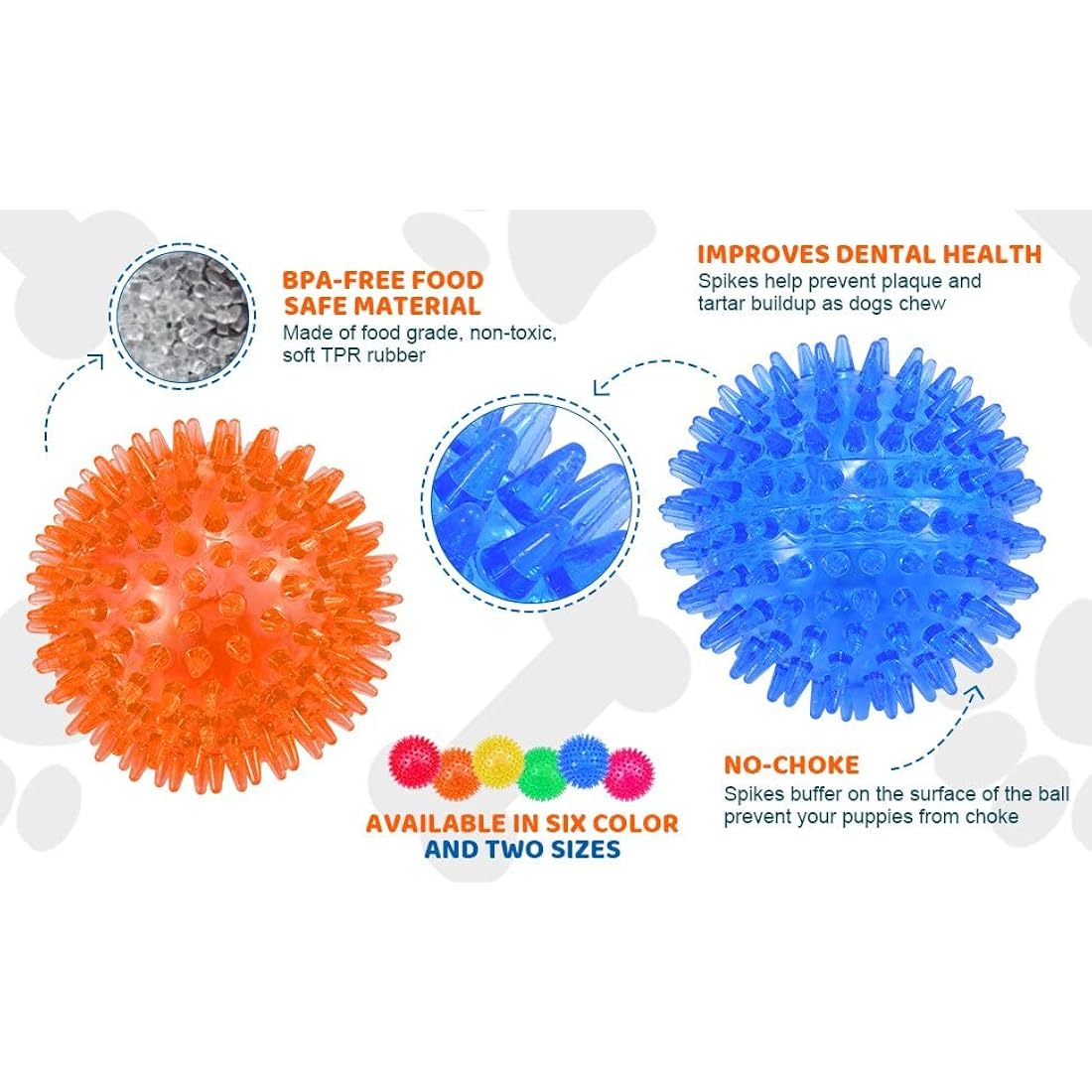 Jolof Store Squeaky Dog Ball Toys – 3-Pack Spiky Rubber Fetch Toys