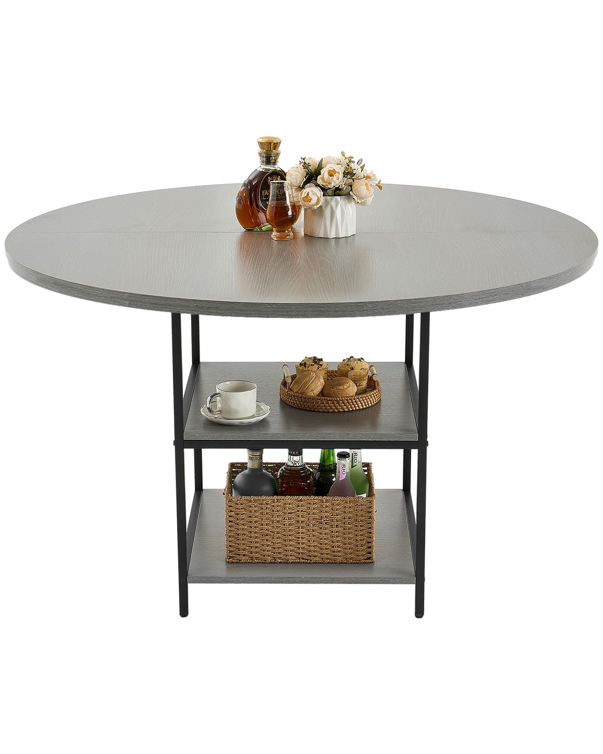 VEVOR 47" Round Dining Table – Modern Wood Kitchen Table with Metal Legs