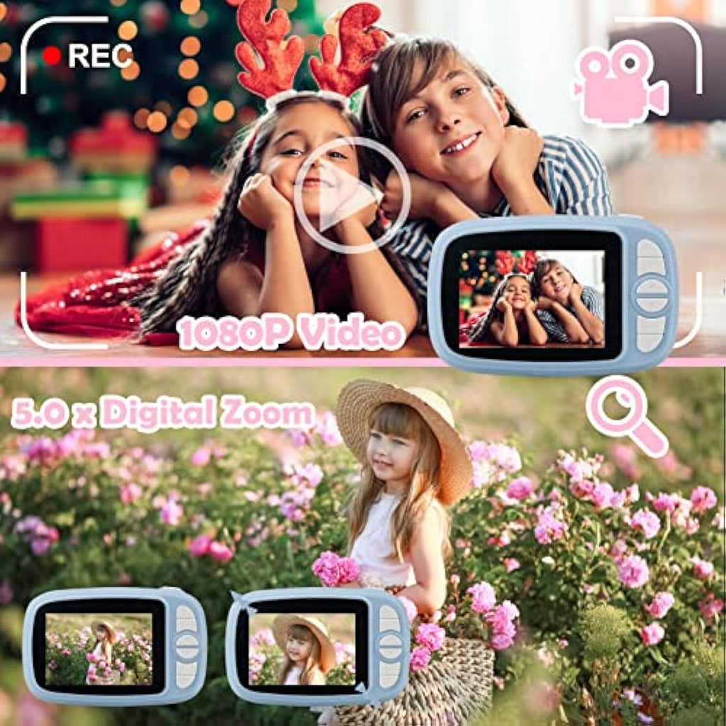 GlobalCrown Kids Instant Print Camera | 1080p HD Video with 32GB Card