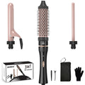 janelove 3-in-1 Hair Curler Set | Ceramic Curling Wand with Thermal Brush