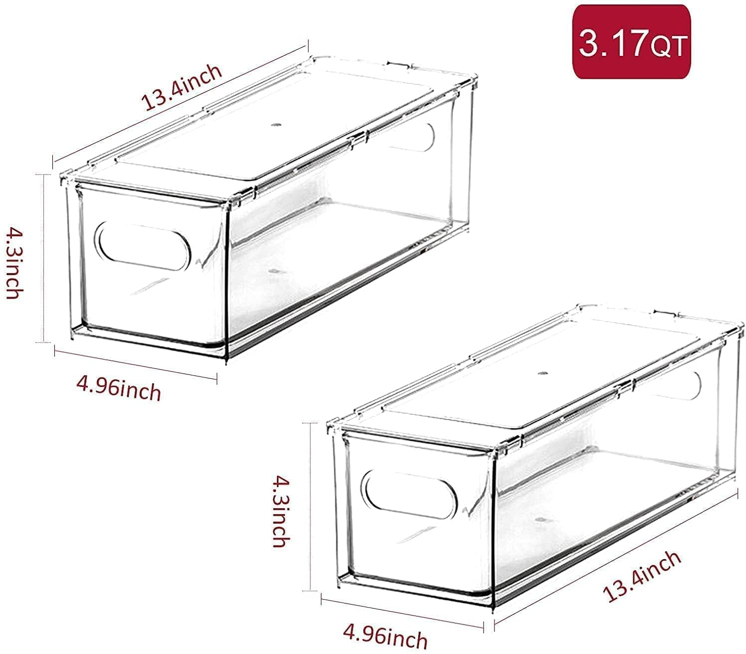 Abiudeng Stackable Fridge Organizer Set | 2-Piece Clear Storage Bins
