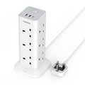 TESSAN 12 Way Tower Extension Lead | Surge Protected USB C Power Strip