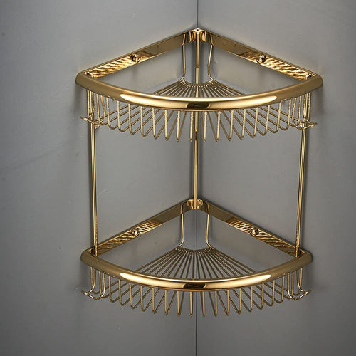 Jolof Store 2-Tier Brass Corner Shower Caddy | Rustproof Wall Rack