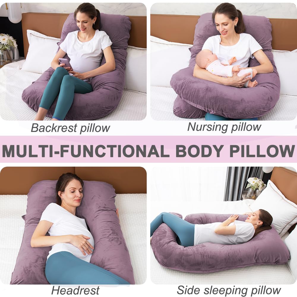 TaiBest 55 Inch U-Shaped Memory Foam Pregnancy Pillow with Velvet Cover