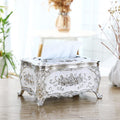 Silver Acrylic Tissue Box Holder – Vintage Rose Napkin Dispenser