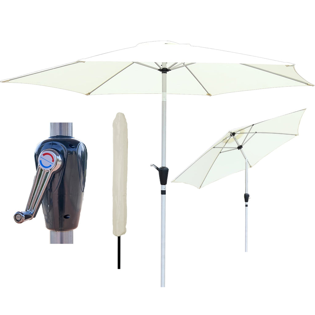 GlamHaus 2.7m Garden Parasol – Tilting Outdoor Patio Umbrella with Cover
