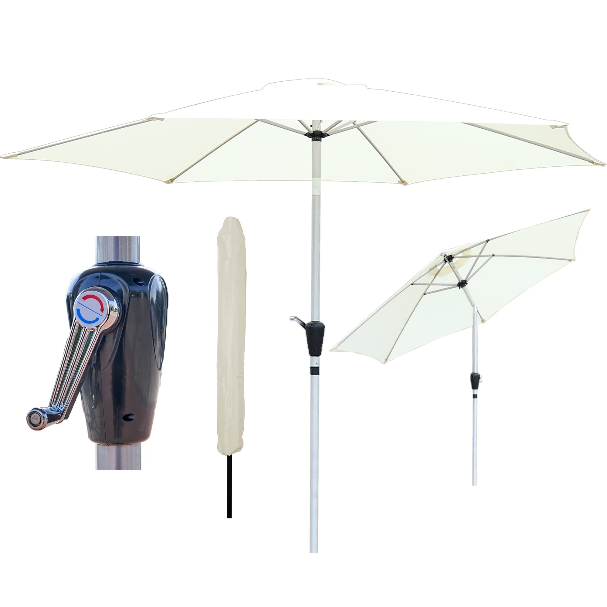 GlamHaus 2.7m Garden Parasol – Tilting Outdoor Patio Umbrella with Cover