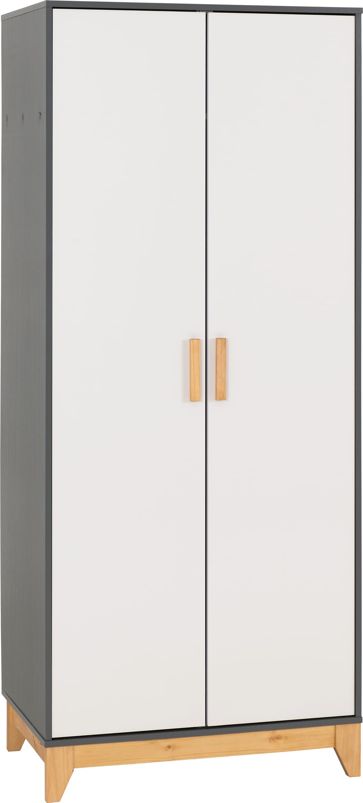 Seconique Cleveland 2 Door Wardrobe in White/Grey Metal Effect