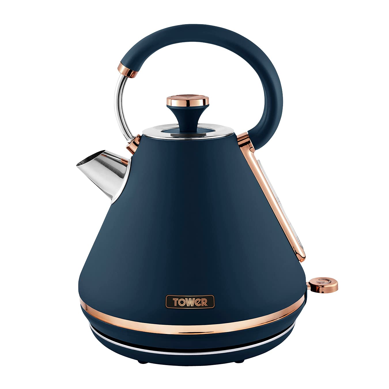 Tower Cavaletto Pyramid Kettle | 1.7L Rapid Boil | Midnight Blue & Rose Gold