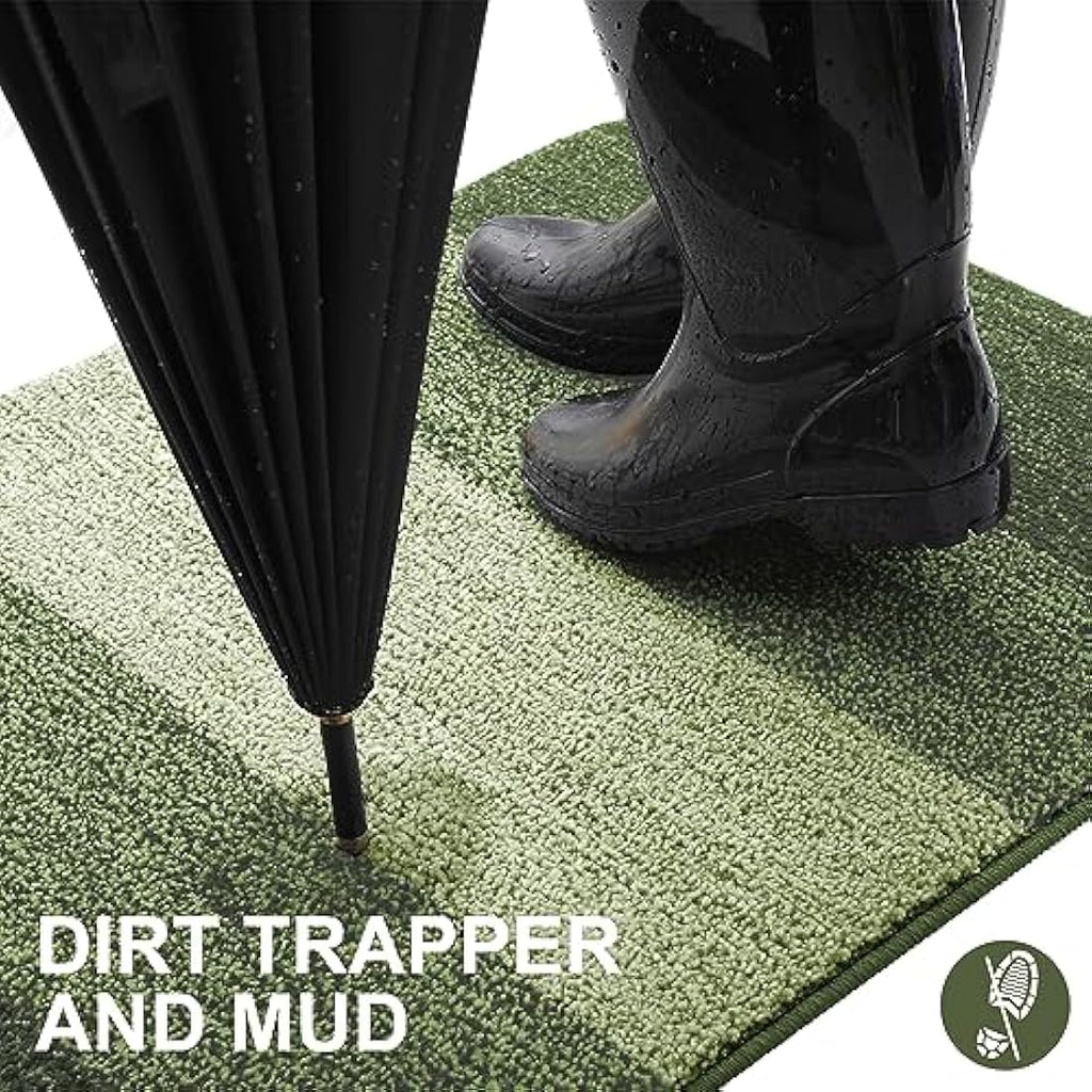 Homaxy Indoor Door Mat – Absorbent Non-Slip Washable Rug, Green, 60x90cm