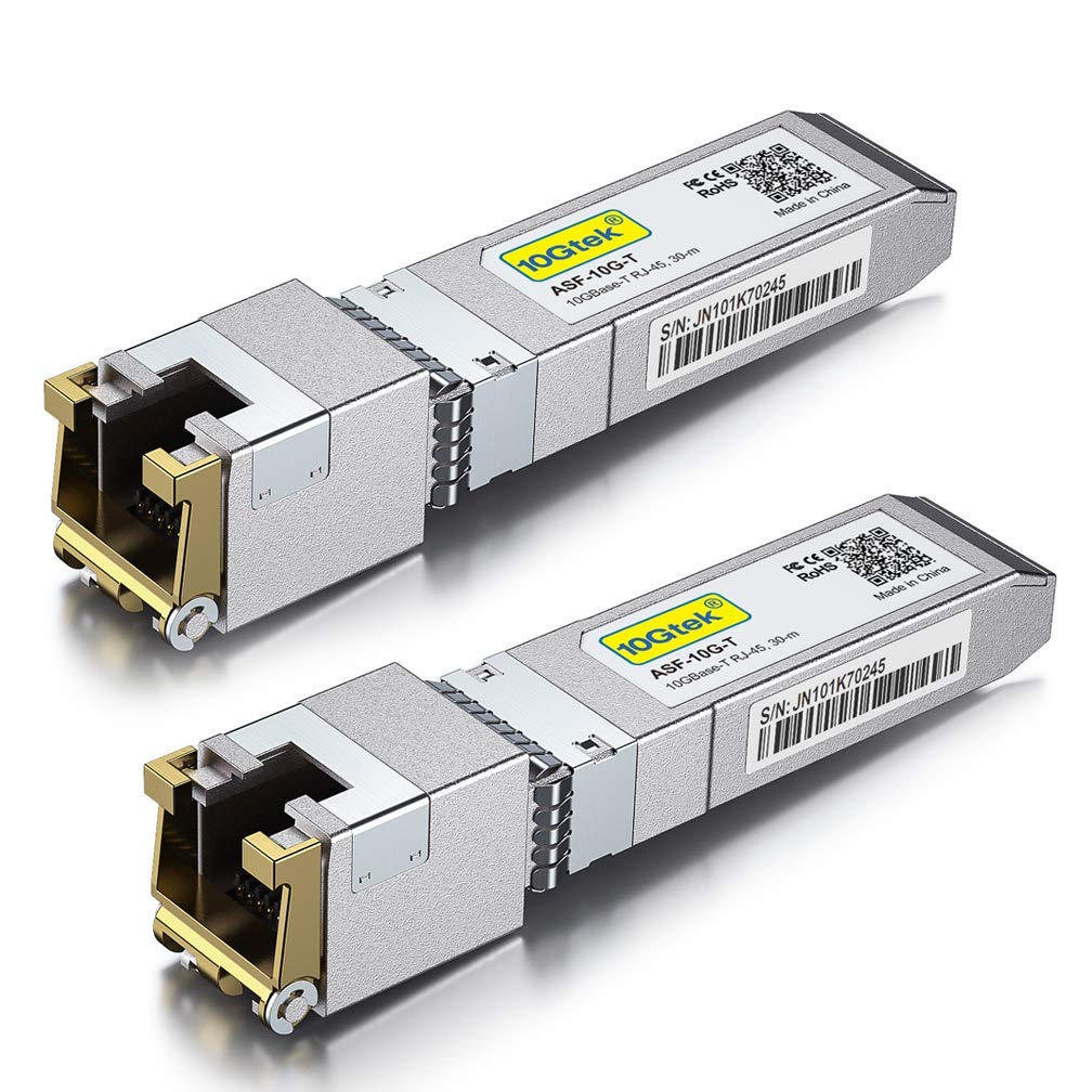10Gtek 10Gb SFP+ RJ45 Copper Module 10GBase-T Transceiver (2-Pack)
