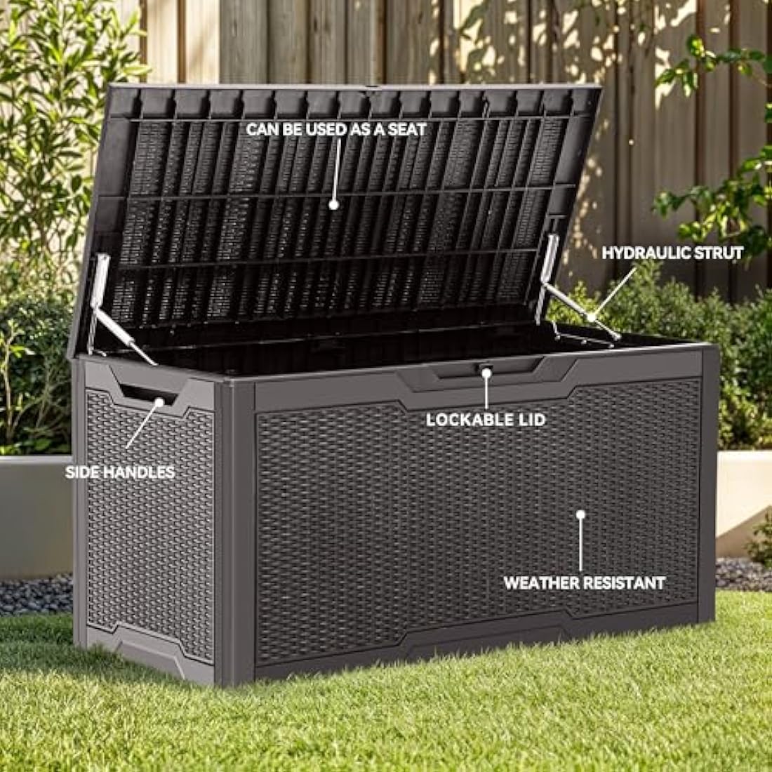 YITAHOME 380L Outdoor Garden Storage Box – Waterproof Lockable Deck Box