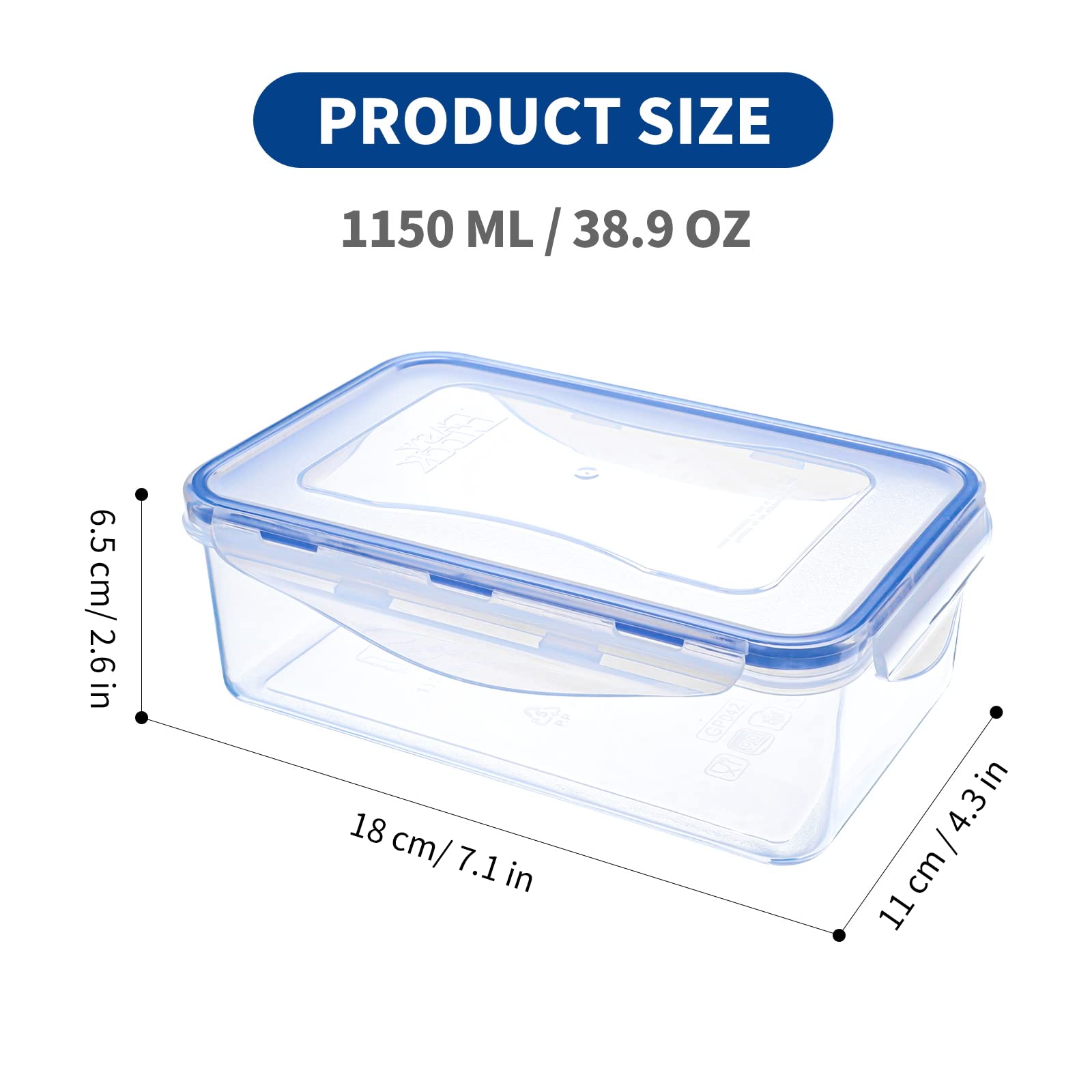 EASYLOCK 6 Pack Airtight Food Storage Containers | 1.15L Leak-proof Blue
