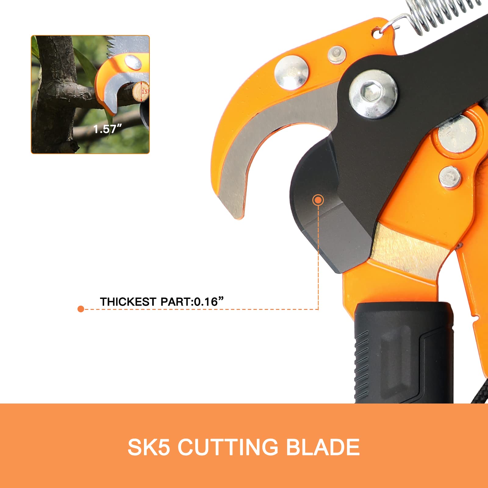GARCARE 2-in-1 Pole Saw and Tree Pruner | Telescoping 1.4-2.1m Reach