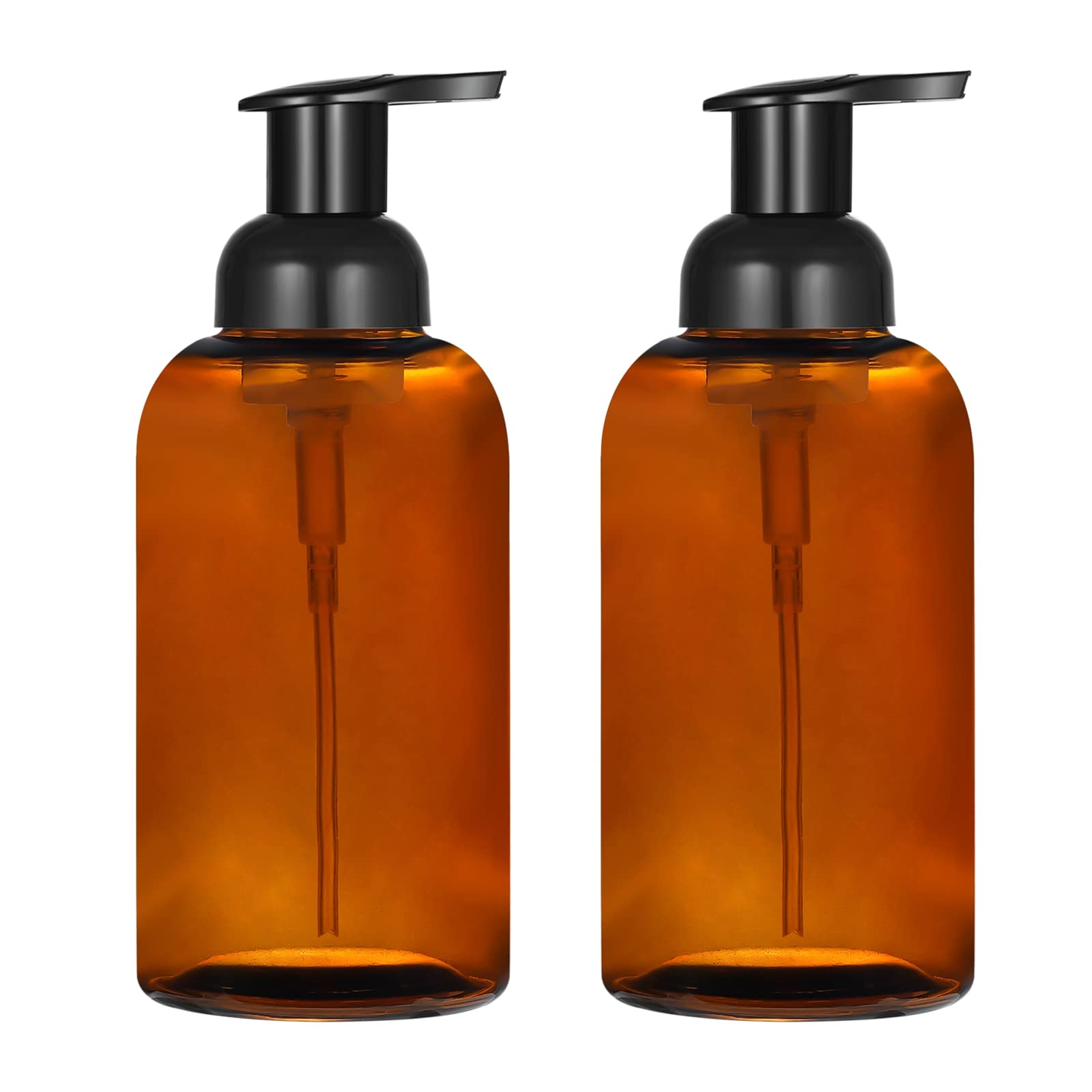 Jolof Store 2-Pack Amber Glass Foaming Soap Dispenser - 13oz Round