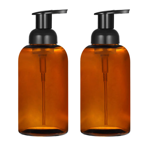 Jolof Store 2-Pack Amber Glass Foaming Soap Dispenser - 13oz Round